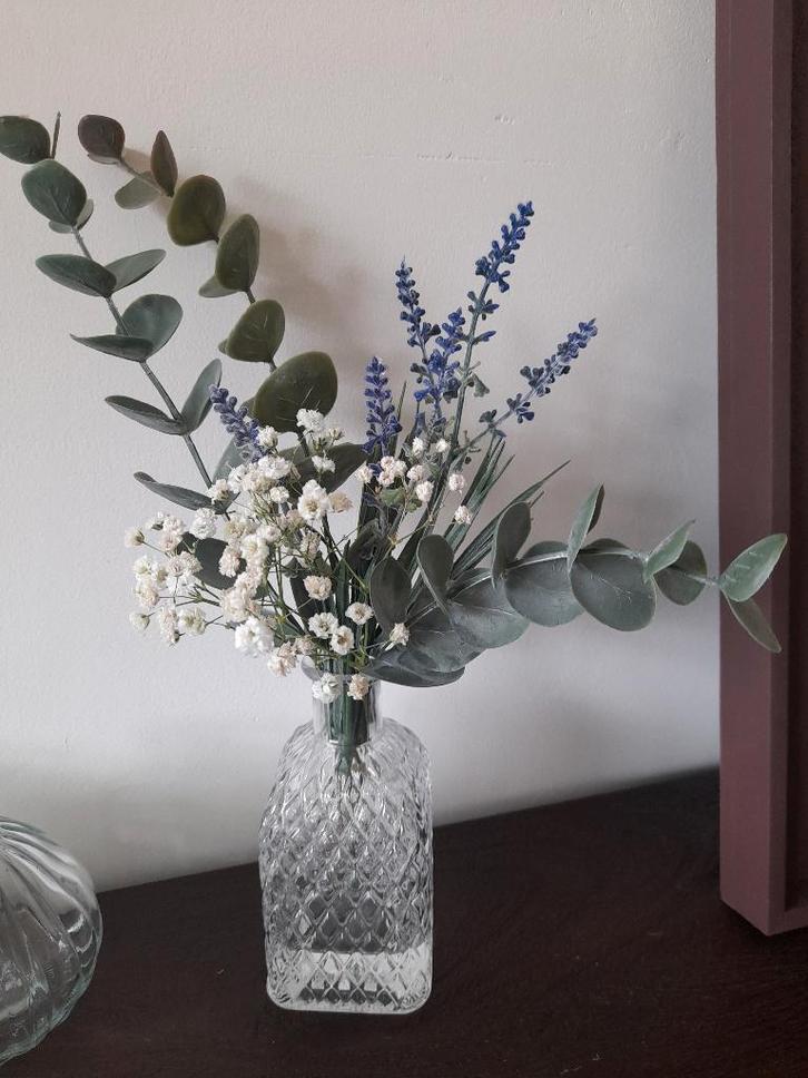 Kleine vaasjes met kunstbloemen, voor feest / bruiloft, Huis en Inrichting, Woonaccessoires | Vazen, Zo goed als nieuw, Overige kleuren