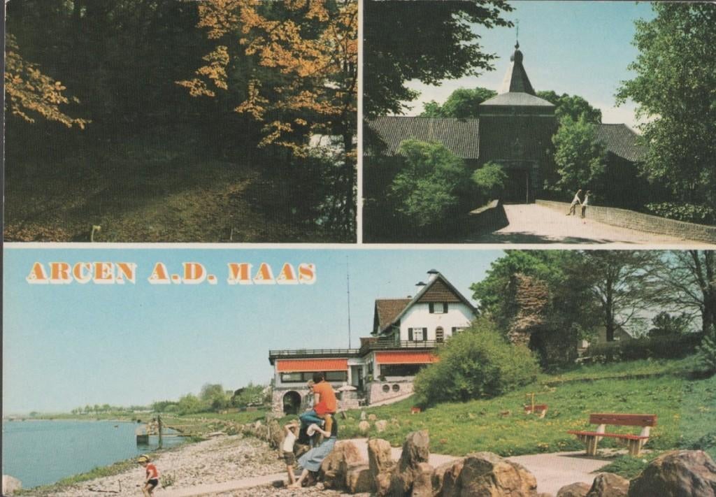 Arcen a.d. Maas 3 luik Gelopen 1980 met zegel, Verzenden, 1980 tot heden, Gelopen, Limburg