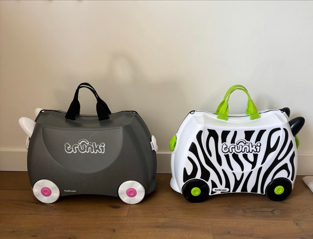 2x Trunki kinderkoffer - Zebra en Grijs, Sieraden, Tassen en Uiterlijk, Koffers, Hard kunststof, Minder dan 50 cm, Zo goed als nieuw