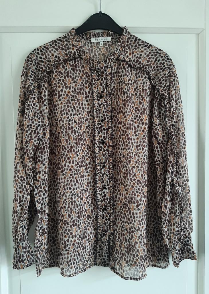 Nukus blouse in bruintinten maat S/M, Bruin, Ophalen of Verzenden, Zo goed als nieuw, Maat 36 (S)