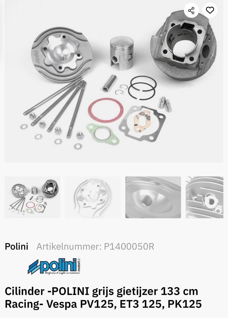 Vespa pk 50 cilinder en carburateur, Fietsen en Brommers, Ophalen of Verzenden, Zo goed als nieuw