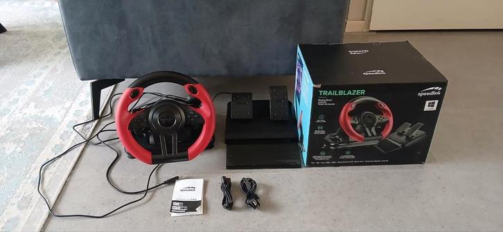 TRAILBLAZER Speedlink racestuur met pedalen en doos, Spelcomputers en Games, Spelcomputers | Overige Accessoires, Zo goed als nieuw