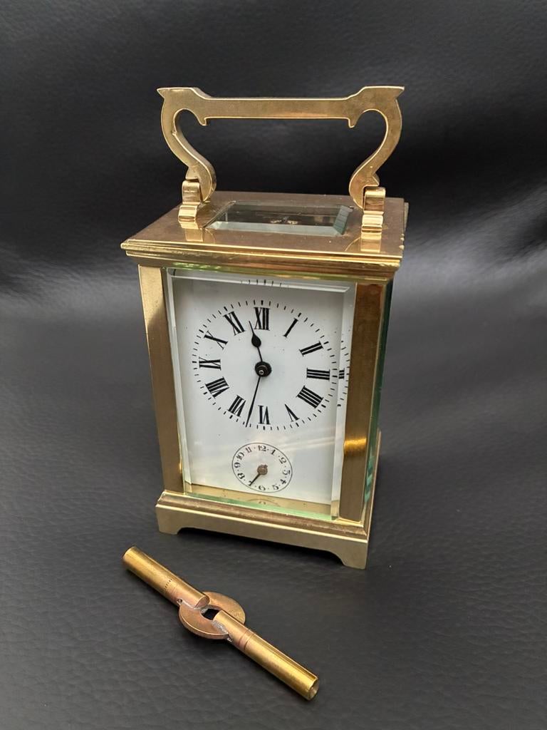 Antieke carriage clock met wekker, Antiek en Kunst, Antiek | Klokken, Ophalen of Verzenden