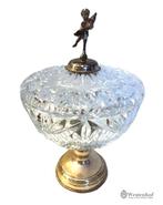 Antieke kristallen brocante schaal - bonbonschaal deksel, Ophalen of Verzenden