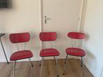 Set van 3 originele retro stoelen - Rood formica, Kunststof, Gebruikt, Drie, Ophalen of Verzenden