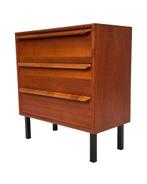 Vintage Deense Ladekast Kastje Jaren 60 Teak Fineer, Gebruikt, Vintage, 50 tot 100 cm, 3 of 4 laden