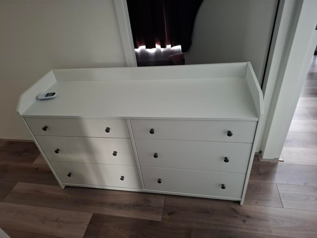 IKEA HAUGA Commode met 6 lades, wit, Ophalen, Overige materialen, 100 tot 150 cm, 5 laden of meer