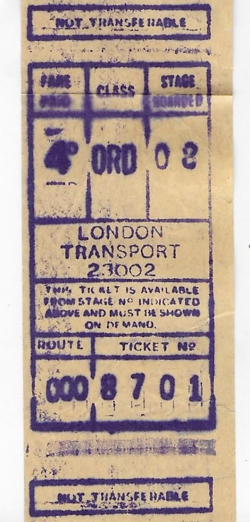 3 Tickets van London transport uit de jaren '50, Verzamelen, Ophalen of Verzenden, Gebruikt