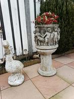 Tuinbeeld: Grote Gans en Engelen Bloempot, Ophalen of Verzenden, Gebruikt, Beton, Dierenbeeld