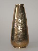 Messing Art Deco vaas met bloemdecor, Ophalen of Verzenden