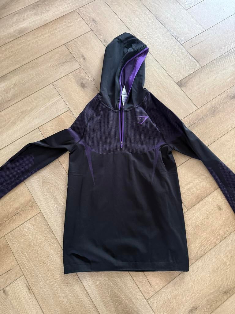 Gymshark onyx 5.0 seamless hoodie paars, Kleding | Heren, Sportkleding, Fitness, Maat 48/50 (M), Paars, Nieuw