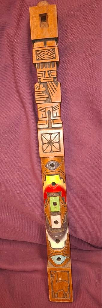 Handgestoken  houten TARKA Fluit 60 cm, Ophalen of Verzenden