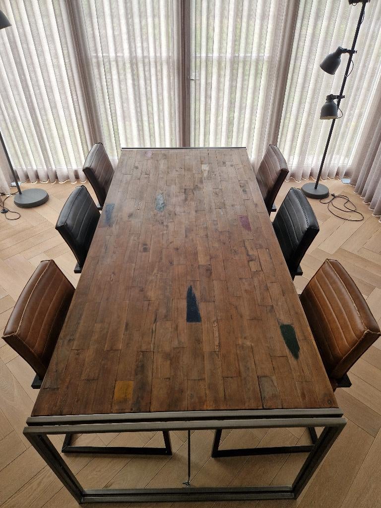 Eettafel, Ophalen, Gebruikt, Teakhout, 200 cm of meer