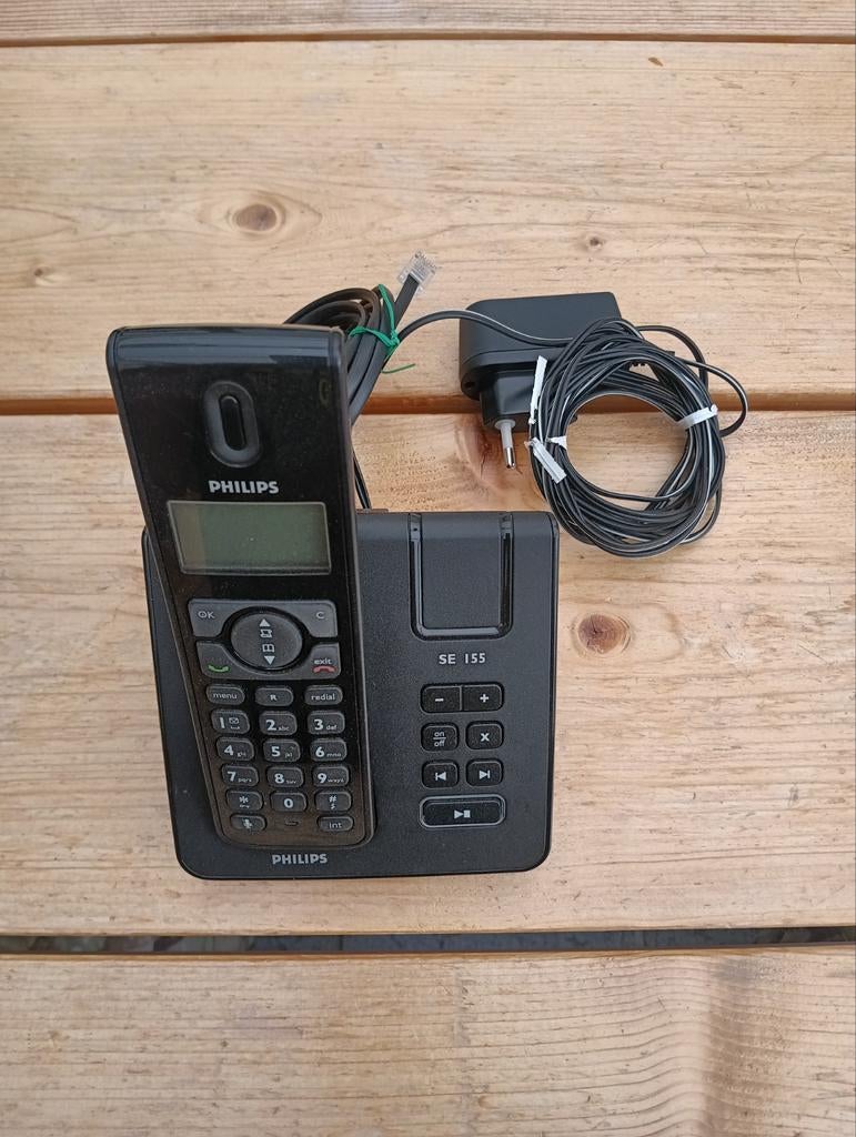 Philips SE155 Telefoon met Antwoordapparaat - Zwart, Telecommunicatie, Vaste telefoons | Handsets en Draadloos, Ophalen of Verzenden