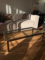 Design salontafel glas & chroom 120x60/vintage/Bauhaus stijl, Ophalen, Gebruikt, 100 tot 150 cm, 50 tot 100 cm