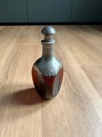 Amberkleurige fles met tin accenten, Ophalen of Verzenden, Gebruikt