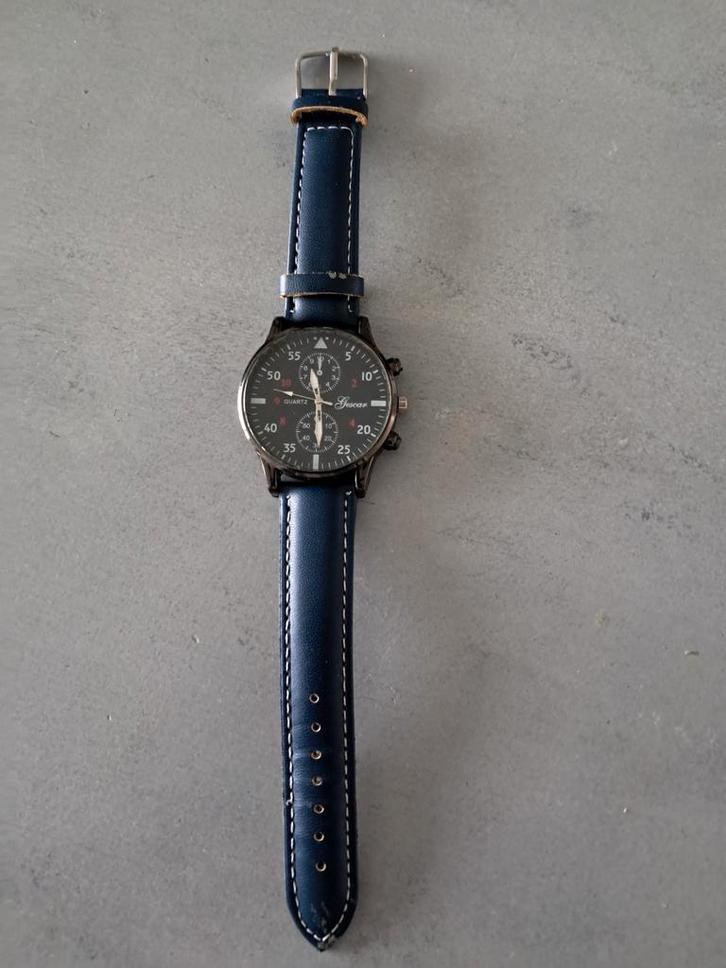 Stijlvol Heren Polshorloge met Blauwe Band, Sieraden, Tassen en Uiterlijk, Horloges | Heren, Ophalen of Verzenden