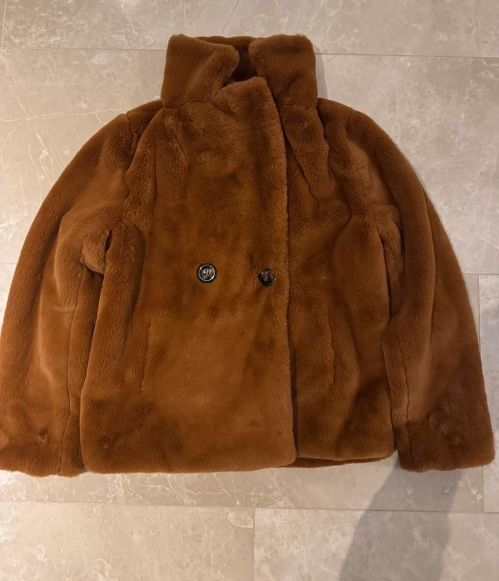 Bonte jas, Kleding | Dames, Jassen | Winter, Zo goed als nieuw, Maat 42/44 (L), Bruin, Ophalen of Verzenden