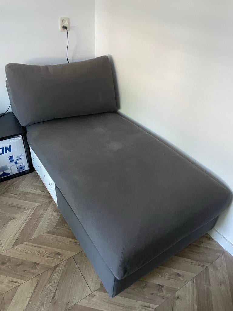 Vimle chaise longue met opbergruimte - Grijs, Huis en Inrichting, Ophalen, Gebruikt, Eenpersoons, Minder dan 150 cm