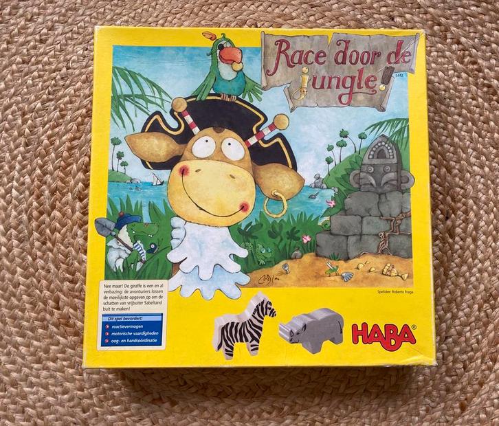 HABA educatief spel race door de jungle, Hobby en Vrije tijd, Gezelschapsspellen | Bordspellen, Gebruikt, Drie of vier spelers