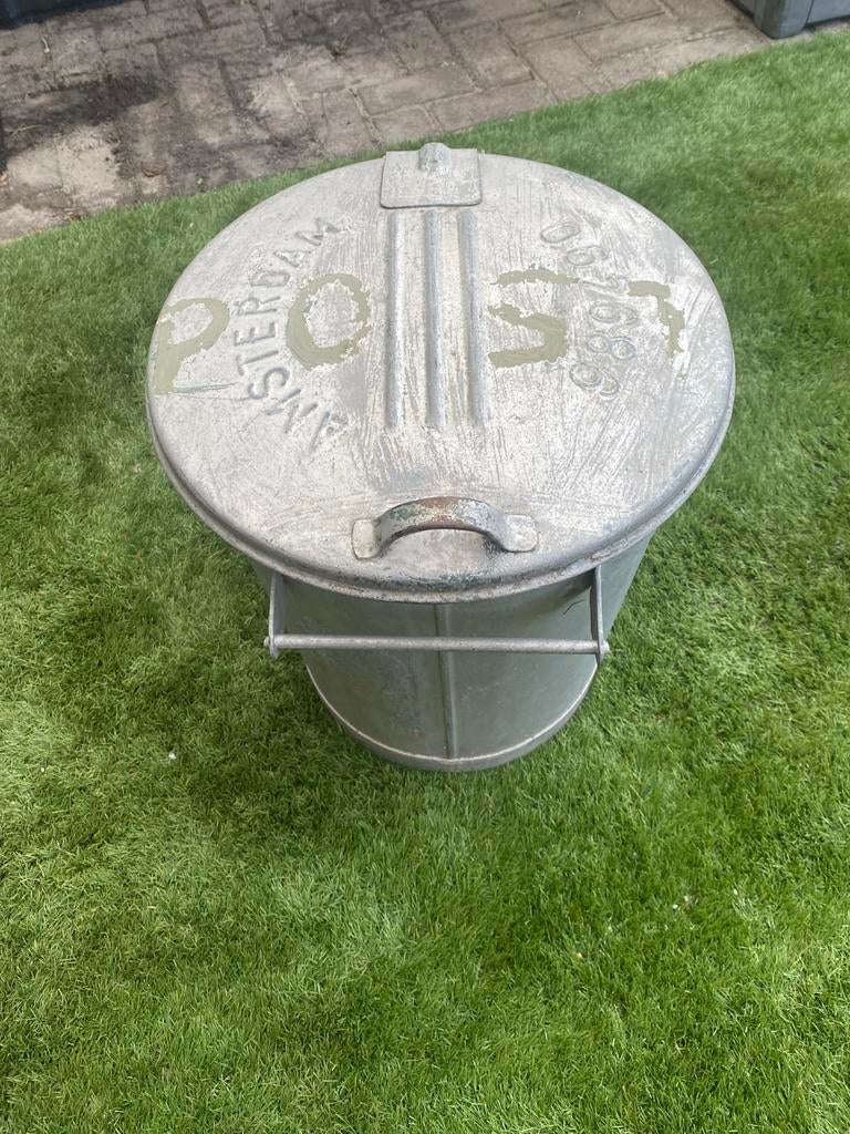 Zinken afvalemmer Amsterdam, Huis en Inrichting, Ophalen, Gebruikt, 20 tot 30 liter, Metaal