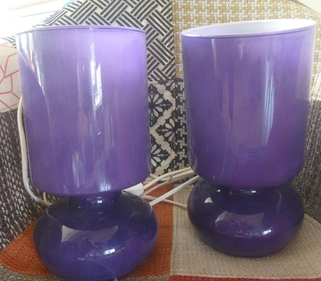 Vintage  2 Ikea Lyka paddenstoel  tafellampen., Vintage 90er jaren, Ophalen of Verzenden, Minder dan 50 cm, Glas