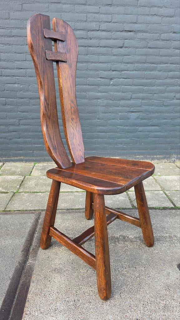 1 vintage brutalist chair wood oak, Ophalen, Huis en Inrichting