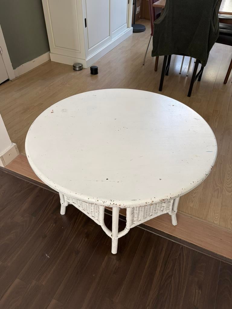 Houten ronde salontafel 90x90 cm, Huis en Inrichting, Tafels | Salontafels, Ophalen, Gebruikt, 50 tot 100 cm, Rond