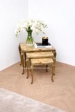 Vintage messing marmeren onyx mimiset, bijzettafels, Ophalen, Zo goed als nieuw, 75 m² of meer