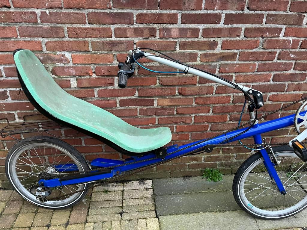 blauwe ligfiets met 7 versnellingen, Fietsen en Brommers, Fietsen | Ligfietsen, Ophalen, Gebruikt, Bovenstuur, Overige merken