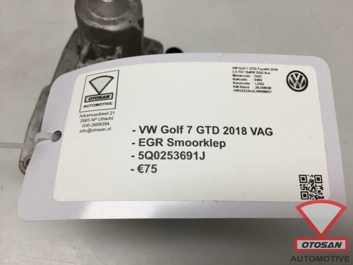 vw golf 7 gtd 2018 vag egr smoorklep 5q0253691j, Gebruikt, Volkswagen, Volkswagen AG, Berliner Ring 2
38440  Wolfsburg, DE
