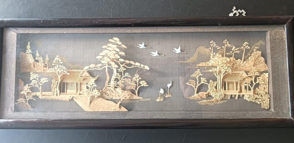 Chinees kurkschilderij / kurkdiorama in lijst, Ophalen