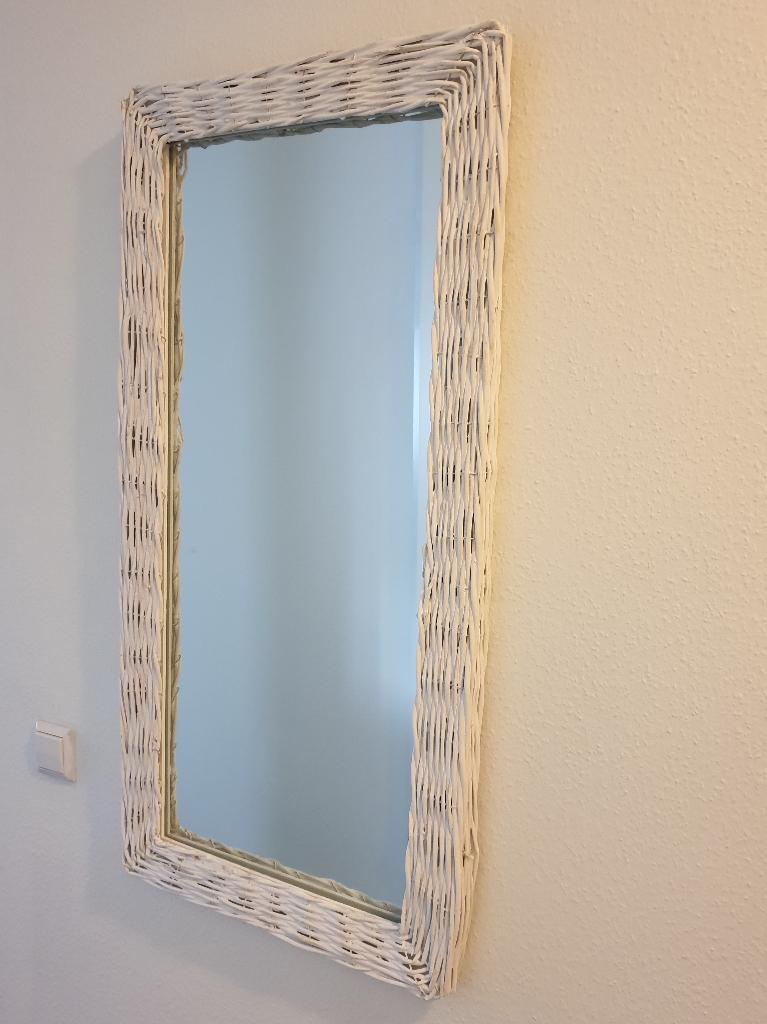 Wicker Rotan spiegel VidaXL 50x100cm wit riet *Nieuw in doos, 100 tot 150 cm, Nieuw, Ophalen of Verzenden, Rechthoekig