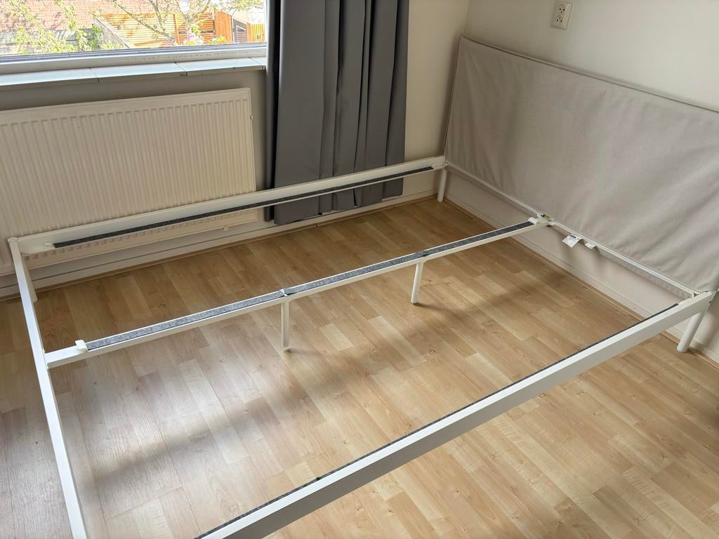 IKEA Kleppstad bedframe 140x200 (excl. lattenbodem), Ophalen, Gebruikt, Wit, Tweepersoons