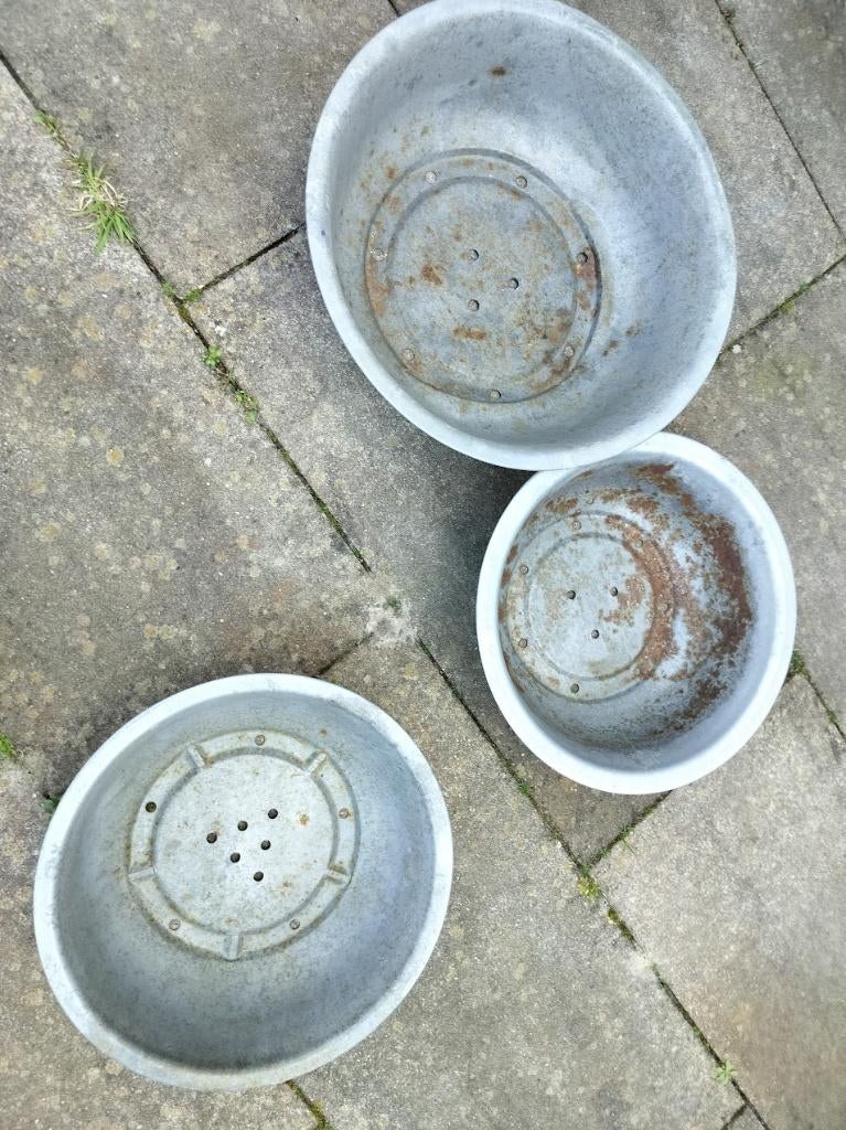 3x zinken plantenschaal, Ophalen, Gebruikt, Minder dan 30 cm, Minder dan 60 cm