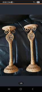 Twee goudkleurige kandelaars, Ophalen of Verzenden