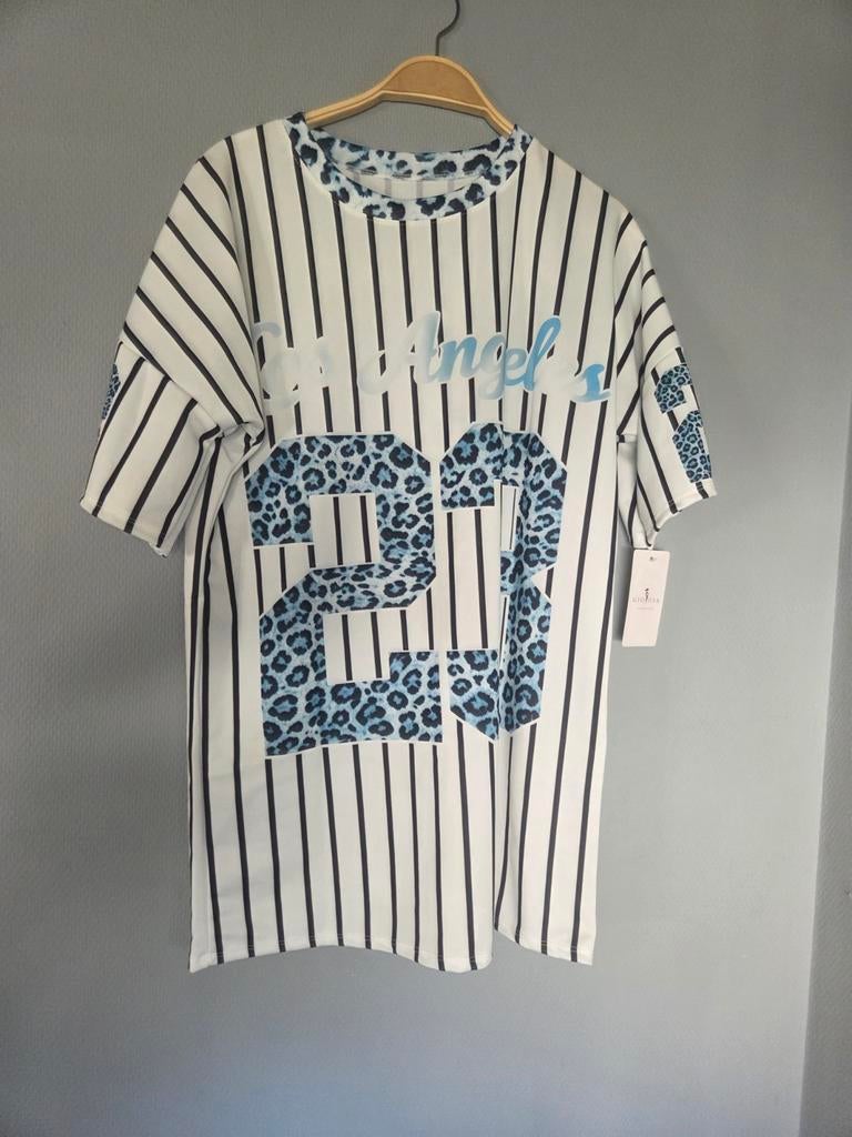 Baseball T-shirt met strepen en luipaardprint, Ophalen of Verzenden