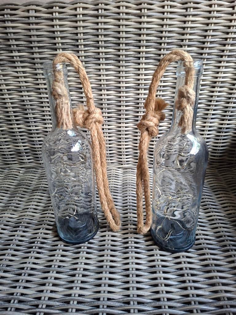 Set van 2 decoratieve flessen met LED-verlichting en touw, Huis en Inrichting, Lampen | Losse lampen, Led-lamp, Minder dan 30 watt
