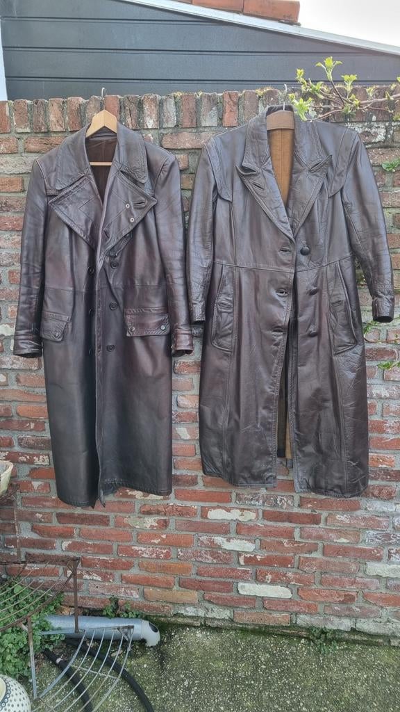 Antieke bruine leren motorjas jaren '50 - Vintage stijl, Heren, Jas | leer, Ophalen of Verzenden, Het Motorpaleis