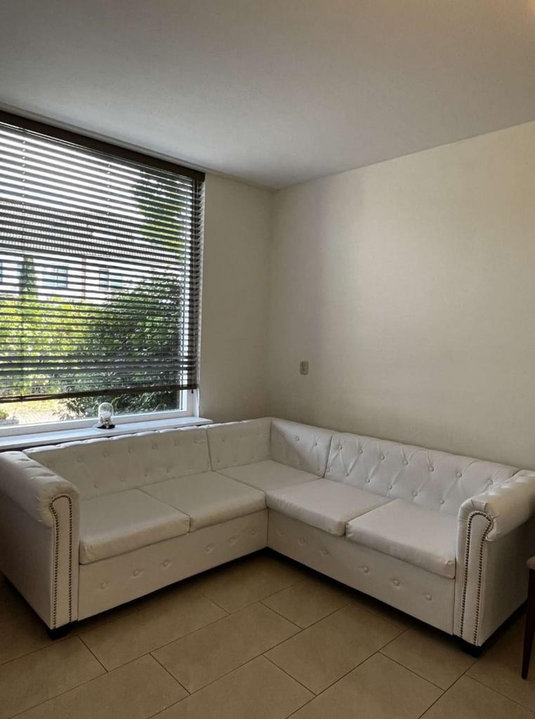 Witte Hoekbank, Ophalen, Gebruikt, Kunststof, Faux leer