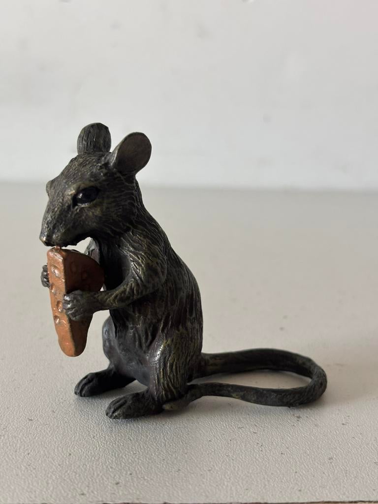 Muis met kaas - brons, Ophalen of Verzenden