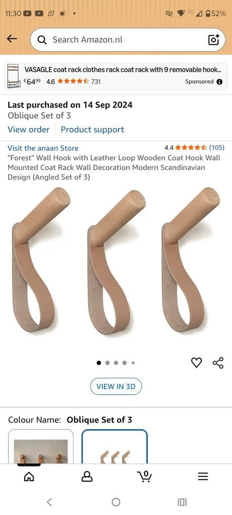Mooie houten nieuwe kapstokhaken, Wandkapstok, Nieuw, Ophalen of Verzenden, Minder dan 100 cm