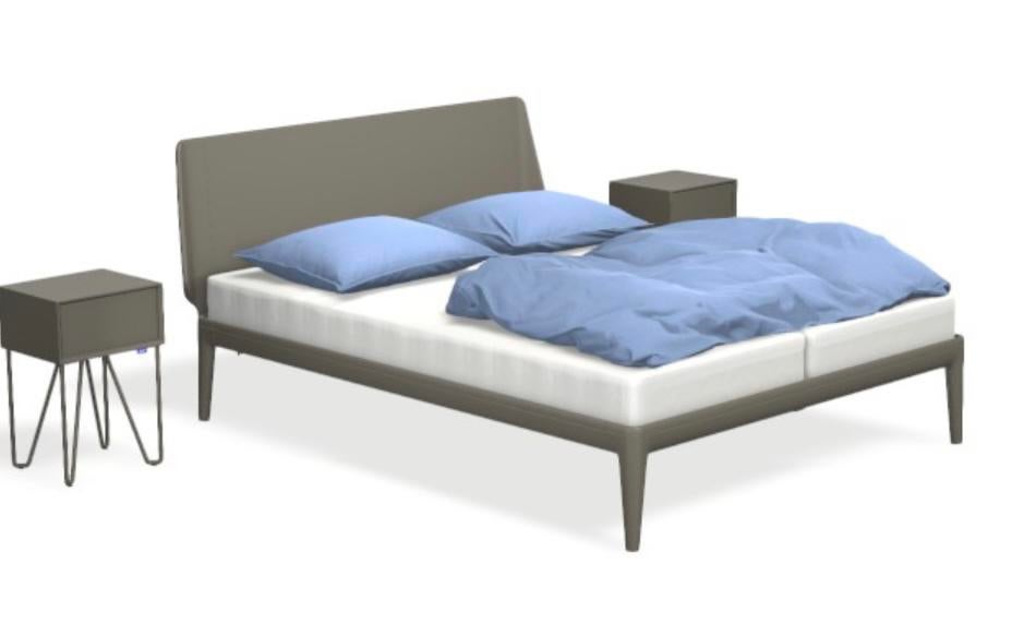 Showroom Auping Essential 180x210 Warm Grey & Pixel Kastjes, 210 cm, Tweepersoons, Ophalen of Verzenden, Zo goed als nieuw