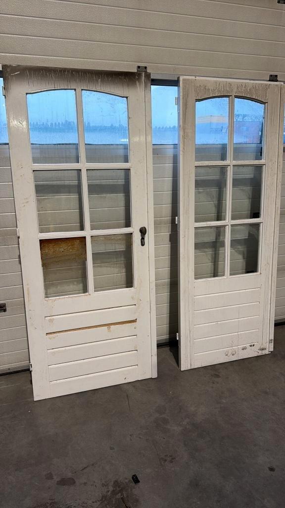 Kozijn met deuren, Doe-het-zelf en Verbouw, Kozijnen en Schuifpuien, Gebruikt, Deurkozijn, Hout, 150 tot 225 cm, Ophalen