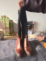 Bruine leren laarzen met zwarte stof Maat 39, Kleding | Dames, Schoenen, Ophalen of Verzenden
