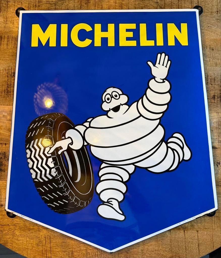 Emaille Reclamebord Michelin Bibendum, Ophalen of Verzenden, Reclamebord