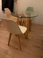 Ronde eettafel met 3 kuipstoelen, Huis en Inrichting, Tafels | Eettafels, Ophalen, Rond, 50 tot 100 cm, Drie personen