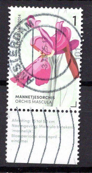 gestempelde zegel. Jaar 2014: orchidee met tab, Ophalen of Verzenden, Na 1940, Gestempeld