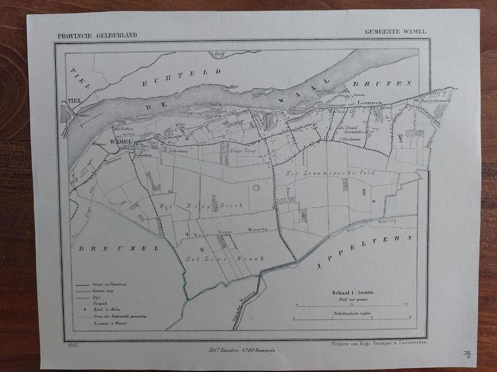 190 / Wamel Appeltern Dreumel Litho uit 1867 van J., Ophalen of Verzenden