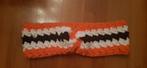 Vrolijke Haarband/Oorwarmer in oranje,  wit en zwart, Handgemaakt, Ophalen of Verzenden, Nieuw